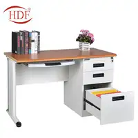 Muebles de oficina ejecutiva, comercial, cubierta de mesa de madera, mesa de escritorio delantera de oficina de Metal, mesa de escritorio de ordenador de acero