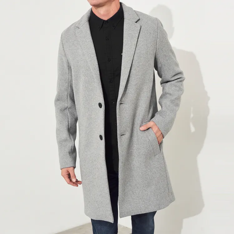 Nouveauté Trench Coat personnalisé vêtements d'extérieur pour hommes manteau de laine personnalisé pour hommes décontracté laine longue mode hiver homme Trenchs en laine manteaux