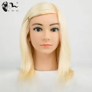 Hot selling animal hair 145g long light blonde color china practice mannequin head