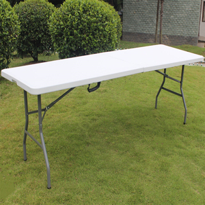 Mesa plegable portátil para catering, picnic, rectangular, de plástico blanco redondo de 6 pies, para Banquete de café, tops y silla