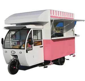 Hot selling electric gasoline tricycle three wheel food truck for various snack