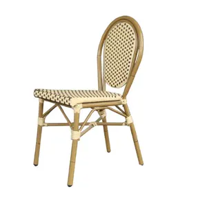 Chaise de salle à manger en rotin, avec cadre en aluminium, résistante aux UV, bon marché, pour café