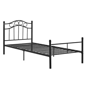 Металлическая кровать Rainhigh 90x200, черная оправа для кровати, Молодежная оправа для кровати, Металлическая стальная рама с порошковым покрытием