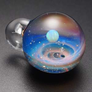 Collar con Colgante de Bola de Cristal de Borosilicato Ópalo, Collar con Bola del Universo - Product Image 4