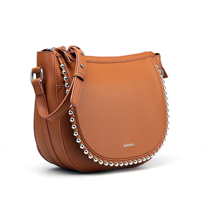 7438 핫 세일 ODM 도매 패션 스터드 장식 숙녀 우아한 스타일 가죽 어깨 안장 가방 - Product Image 3
