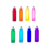 Hengjian botol rol parfum kaca berwarna 10ml bola gulung kosmetik untuk minyak esensial dengan tutup pola bambu plastik