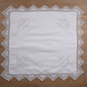 CC001 Federe Decorative in Cotone Ramie <span class=keywords><strong>Bianco</strong></span> con Ricamo a Filo Tirato Fatto a Mano per Natale, Feste e Matrimoni - Product Image 3