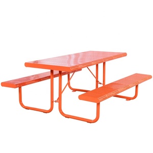 Commercial Outdoor Furniture Camping <strong>Table</strong> with <strong>Bench</strong> Powder Coating Rectangular Metal <strong>Garden</strong> Picnic <strong>Table</strong> <strong>and</strong> <strong>Benches</strong> Steel - Product Image 1
