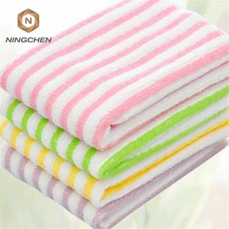 Kitchen Multi-purpose Dish Towel 100 % Polyester Stripe Cleaning Cloth Assorted stripes small cleaning towels set