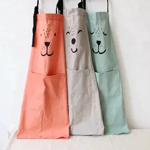 Custom Logo Printed Cheap Cotton Linen Kitchen Baking Cooking Chef Apron Kids Apron For Painting