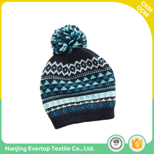Chic design personnalisé logo les femmes d'hiver beanie chapeaux avec pom pom - Product Image 1