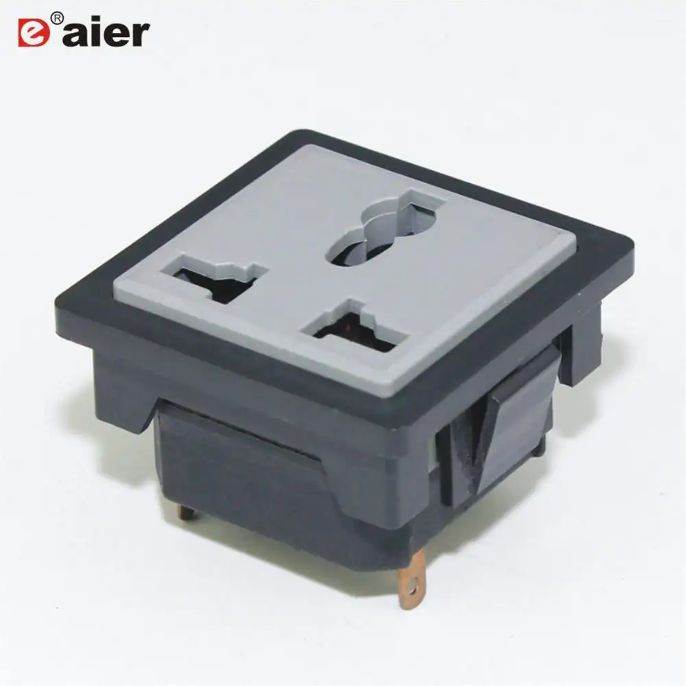 Universal Electrical Receptacle Types / Electrical Extension Socket With Screw, Female, Gray Color