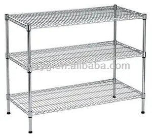 3 tier heavy-duty Bedroom Showroom Display metal shelf for house Chrome Adjustable Rack