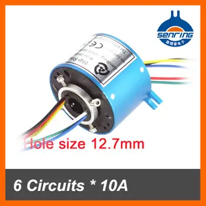 Slip Ring Connector Rotary Electrical Connector 10A/6 Wires Contact Hole Size 12.7mm Of Through Bore Slip Ring