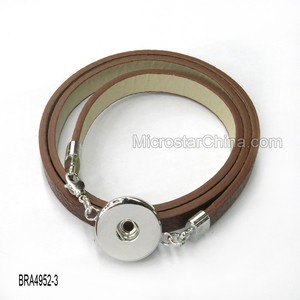 Nouvelle mode café PU en cuir Snap Bracelets - Product Image 1