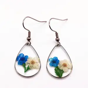 online wholesale fashion hook earrings for women , amber dried flower bali jewelry earring