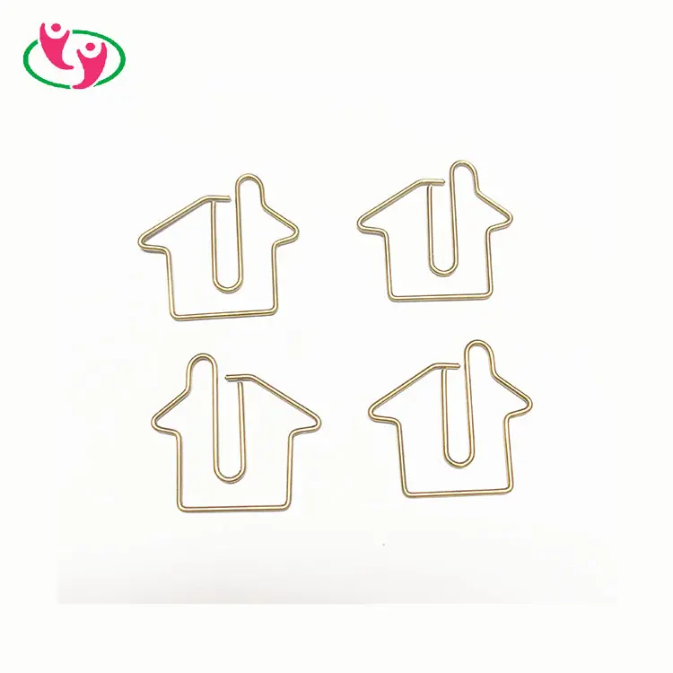 Милый металлический зажим для бумаги в форме домика золотого цвета для продажи