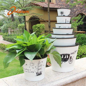 Decorativo imitación blanco cerámica jardineras platos jardín macetas con patrón interesante - Product Image 4
