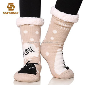 T328 calzini di <span class=keywords><strong>lana</strong></span> da <span class=keywords><strong>donna</strong></span> calzini invernali addensati caldi calzini a pantofola lavorati a maglia da casa - Product Image 1