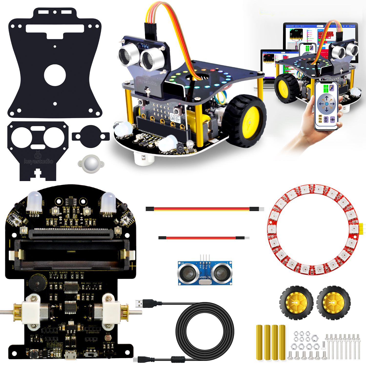 KS4019 mini robot inteligente kit de coche con el tablero