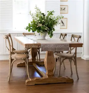 Обеденный стол из массива дерева в античном французском стиле, винтажные деревянные обеденные столы