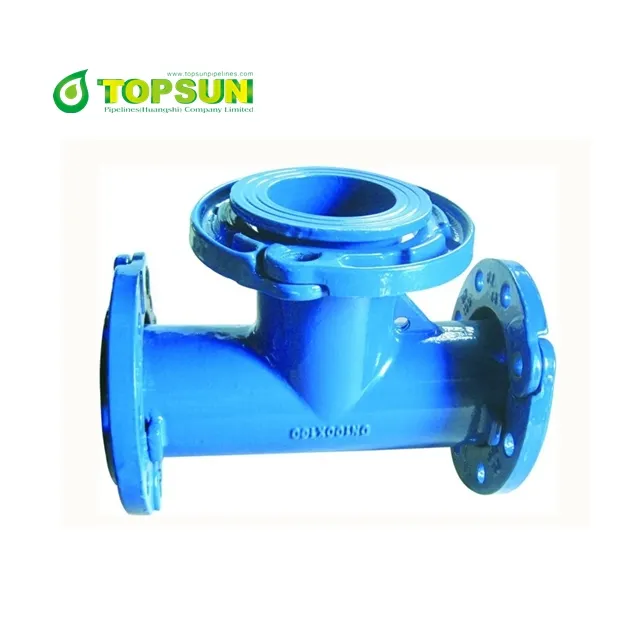 BS EN545 ductile iron epoxy powder coating loosing flanged tee for DI pipe