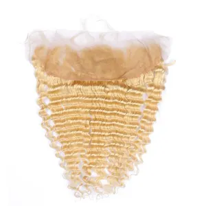 Extensions de cheveux Remy blond <span class=keywords><strong>russe</strong></span> 613, ondulations profondes, 100% cheveux vierges avec closure frontale, mèches de cheveux humains bruts 613 - Product Image 3