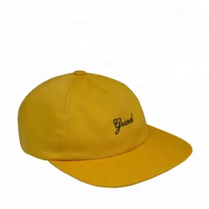 黄色自定义 5 面板帽子，非结构化 5 面板 snapback 帽子与刺绣标志