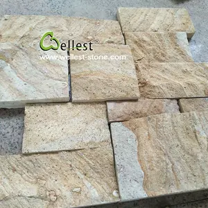 Light Beige Split Surface Ashlar Pattern Stone For Exterior Wall Cladding and Chimney