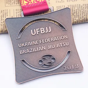Kustom Ukraine International Lembut Enamel UF BJJ Medali Penghargaan untuk Kehormatan