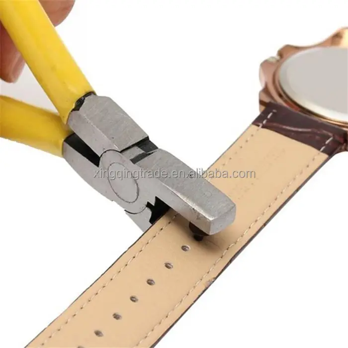 Pulseira de couro universal para relógio, ferramenta perfuradora amarela com pequeno furo