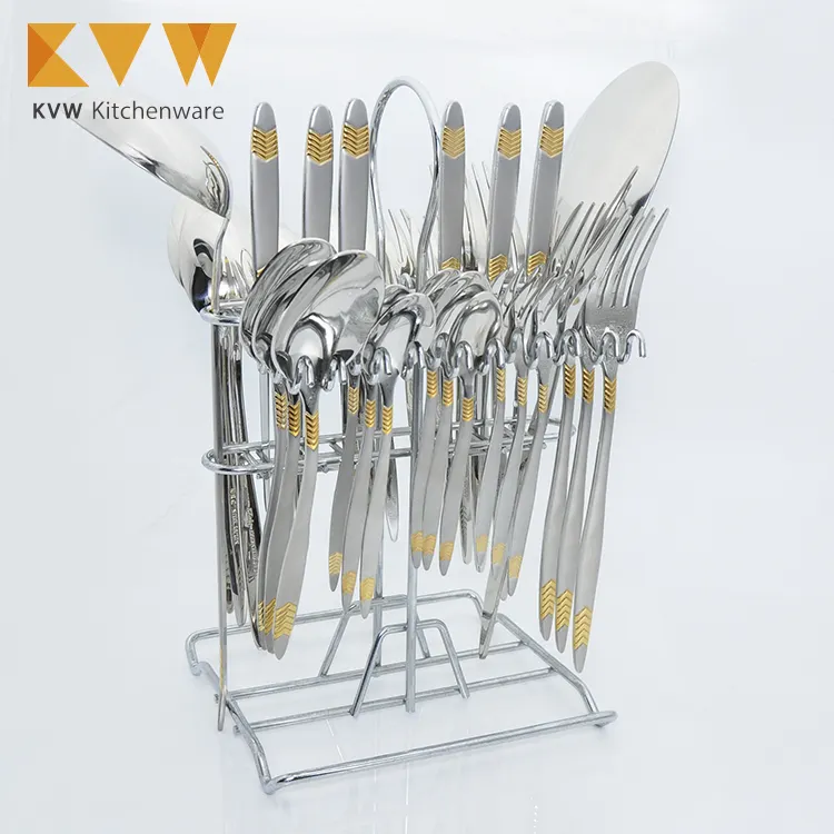 Royal 39pcs cutlery sets with iron stand stainless steel Flatware Sets manufacturers