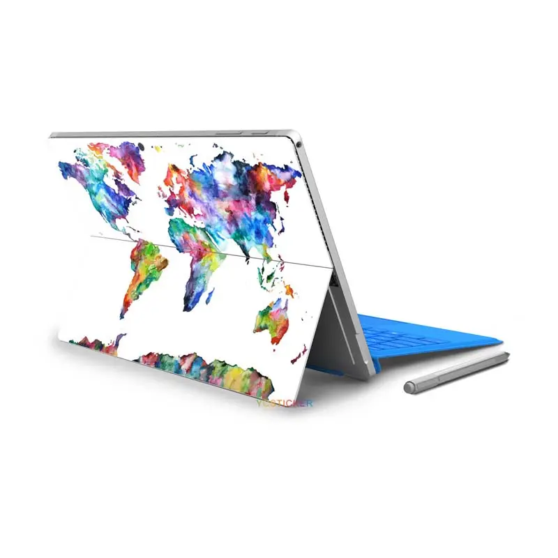 china suppliers laptop skins wholesale vinyl world map sticker for surface pro 4 backside skin