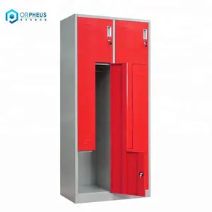 Red Sport Center Athletic Storage Steel Gym Wardrobe Cabinet Z Type 4 Door Locker Room Metal Locker