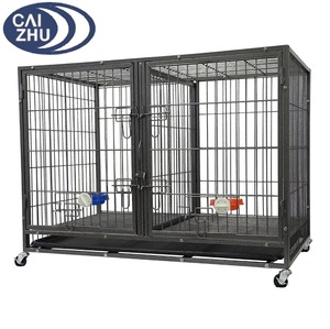 44" Heavy Duty Stackable Cat/Dog Crate with Divider and Water Bowls