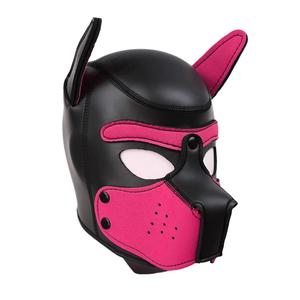 Moda imbottito in lattice di gomma gioco di ruolo maschera per cani cucciolo Cosplay testa piena con orecchie 4 colori - Product Image 6