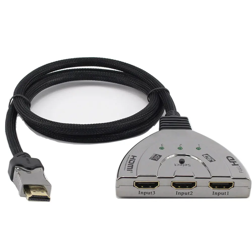 Commutateur Hdmi chaud 3X1 3 ports dans 1 commutateur HDMI en queue de cochon HDCP 1080P HD Hub V1.4B câble adaptateur séparateur de commutateur HDMI