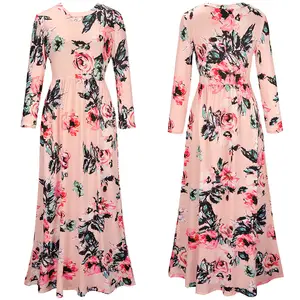 Hot Koop Hoge Kwaliteit Turkse Kaftan Moslim Vrouwen Jurk Bloemen Printing