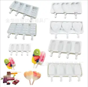 Food Grade 4 Cavities Diy Oval Ice Cream Mould Ice Cube Tray Popsicle Barrel Diy Mold Silicone Popsicle Ice Cream Mold