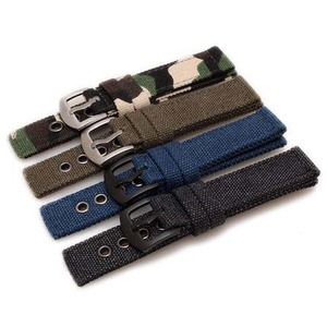 sport thicken watch strap/band 20 22 24 mm black nylon canvas watch strap