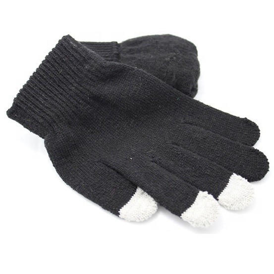 Пользовательские модные красочные удобные зимние вязаные акриловые Умные перчатки сенсорные перчатки