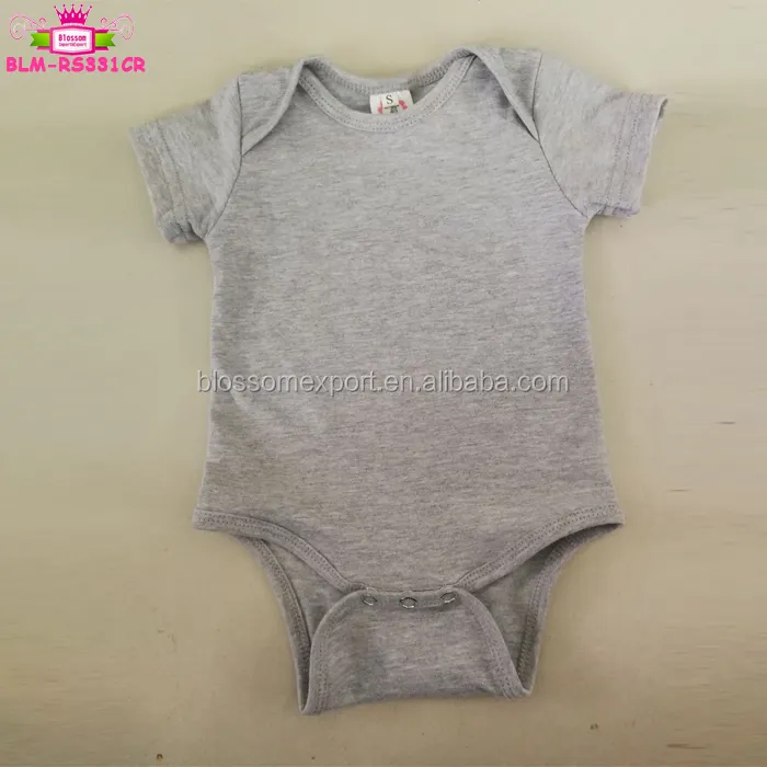 Butik yenidoğan pamuk düz Onesie kısa kollu Bodysuit boş bebek bebek kıyafetleri bebek Romper toptan