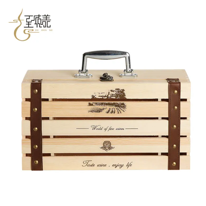 Más popular regalo de madera del vino caja de presentación