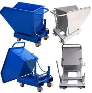 Grosir Truk Limbah Hopper Portabel Pembuangan Diri Baja Dump Cart Dumping Hopper