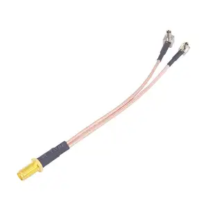divisor de adaptador de antena Suppliers-Adaptador SMA -TS9 hembra a Y tipo 2 conector macho TS9, divisor, Cable de cola de cerdo RG316, 15CM, Cable RF