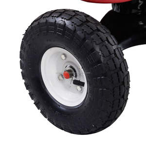 Bollerwagen roda grande do terrain do jardim, de aço vermelho tamanho completo madeira da carga lados crianças com freio - Product Image 5