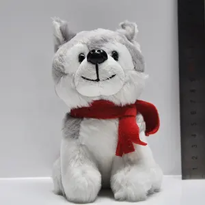 Realistic Howling Big Black White Soft Stuffed Fluffy Animal Dog Husky Wolf Toy Plush