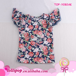 Ragazza Ultime Top Design Ragazze di Colore Puro Volant Svolazzano Top T-Shirt di Cotone Bianco T-shirt Estate Dei Bambini Boutique di Abbigliamento - Product Image 4