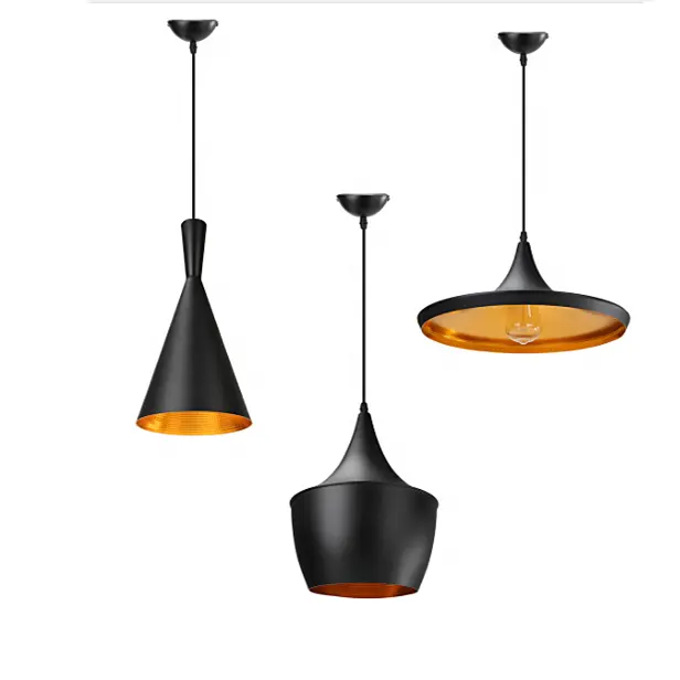 Luminária suspensa em forma de buzina, vintage, retrô, luminária única, lâmpada pendente, iluminação, europeu, preto, 120