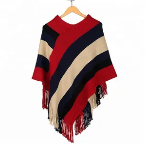 new design knitted women's loose sweater cape shawl